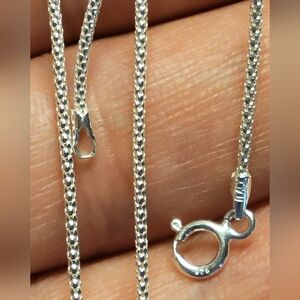 18" Popcorn Necklace - 925 Sterling Silver - New - 1mm Thick